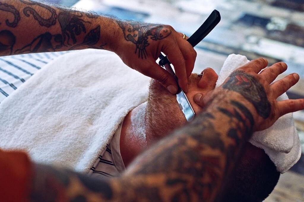 Man getting a shave
