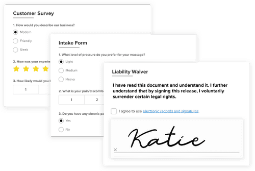 An image of customer forms within Vagaro's customer tracking software.