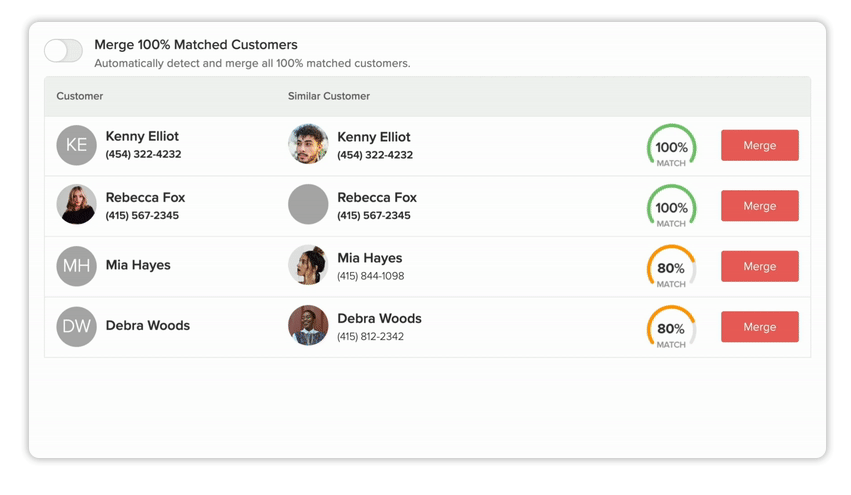 Automatically Merge 100% Matched Customers