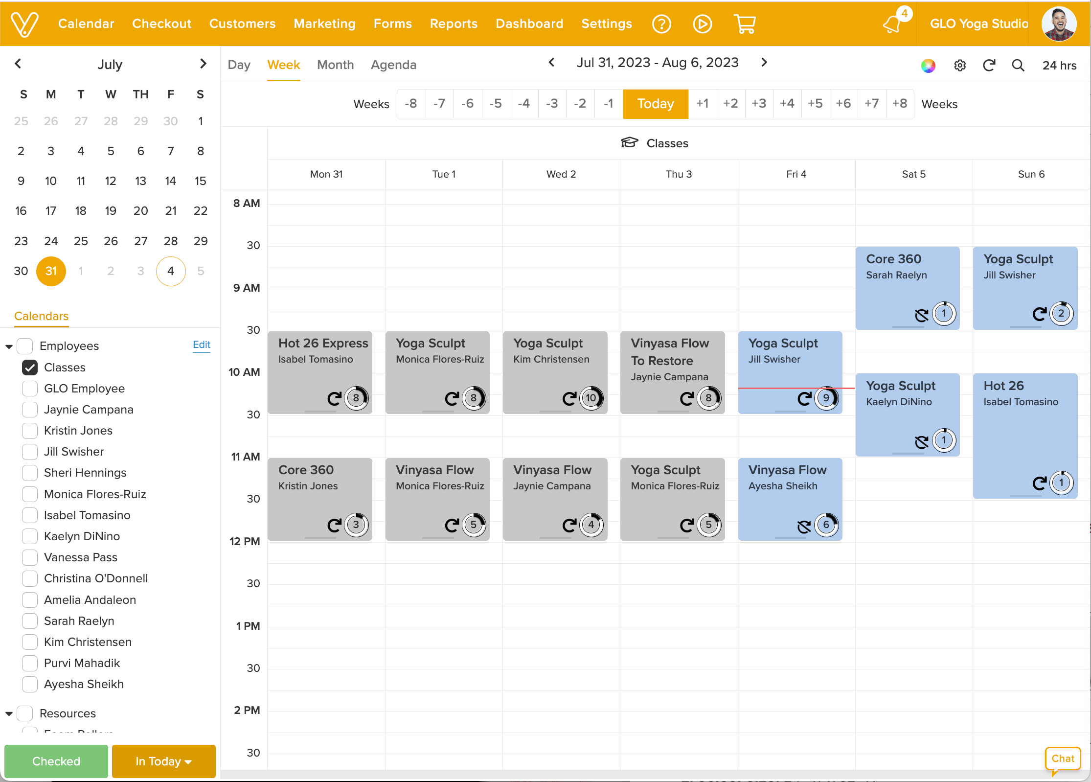 View Class Instructor's Name on the Calendar