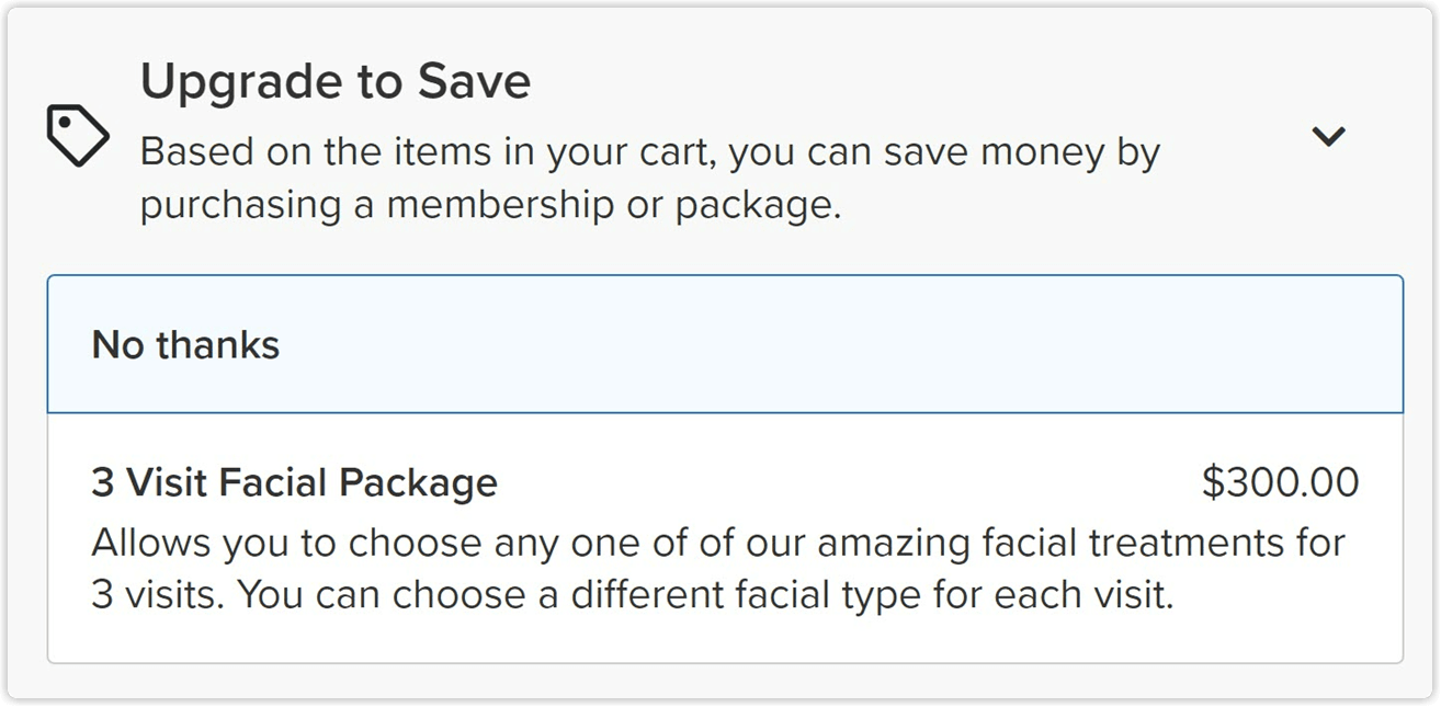 Upsell Memberships & Packages