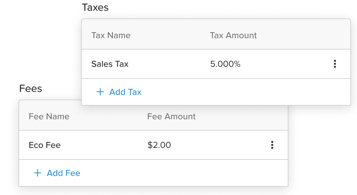 Create Tax Rates & Fees